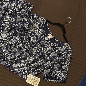 LuLaRoe Navy and White Simmering High Low Dress